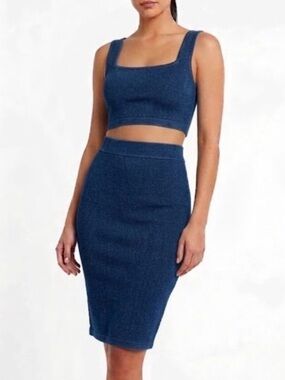 🌻NEW w/tags Susana Monaco Dark Denim Stretch Pencil Skirt Women's Size Small